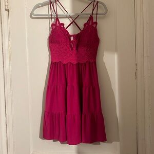 Zenana Outfitters Fuchsia Lace Dress